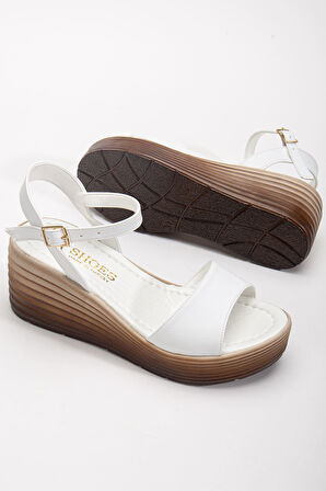 Daniel Kadın Beyaz Cilt Günlük Ortopedik Taban Sandalet