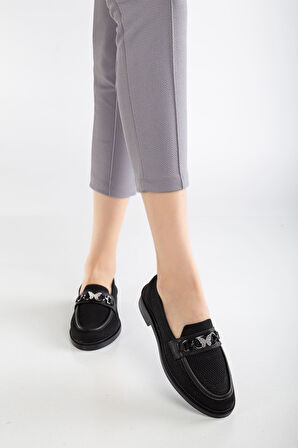 Cher Kadın Siyah Günlük Ortopedik Kelebek Detaylı Babet