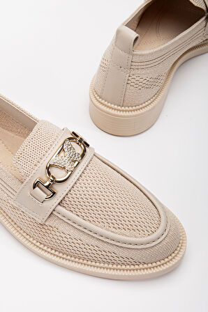 Cher Kadın Bej Günlük Ortopedik Kelebek Detaylı Babet 