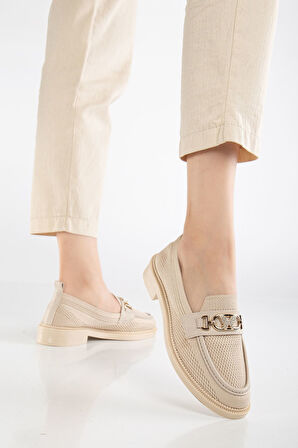 Cher Kadın Bej Günlük Ortopedik Kelebek Detaylı Babet 