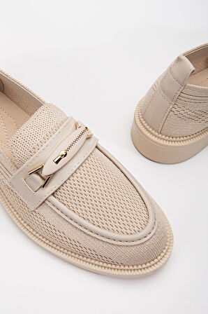 Stony Kadın Bej Günlük Ortopedik Zincir Detaylı Babet 