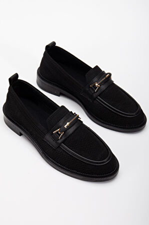 Stony Kadın Siyah Günlük Ortopedik Zincir Detaylı Babet  