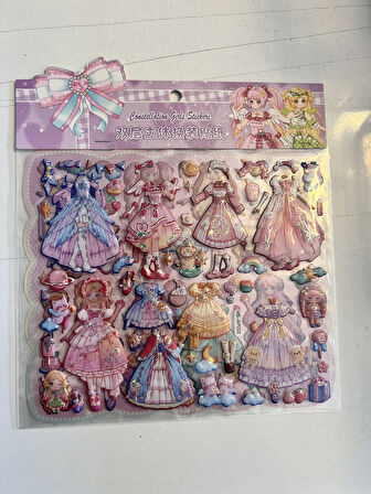 Sticker Prenses Elbise Giydirme Etkinlik Oyunu 2 Kartela Birden Model1