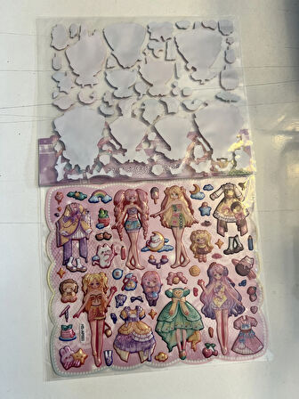 Sticker Prenses Elbise Giydirme Etkinlik Oyunu 2 Kartela Birden Model1