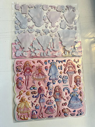 Sticker Prenses Elbise Giydirme Etkinlik Oyunu 2 Kartela Birden Model2