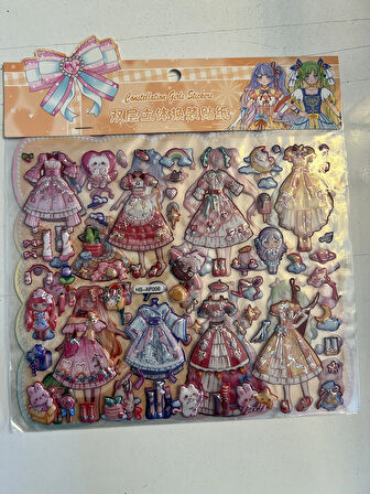 Sticker Prenses Elbise Giydirme Etkinlik Oyunu 2 Kartela Birden Model3