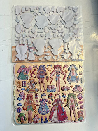 Sticker Prenses Elbise Giydirme Etkinlik Oyunu 2 Kartela Birden Model3