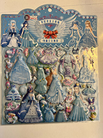 Sticker Prenses Elbise Giydirme Etkinlik Oyunu 2 Kartela Birden Model4