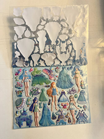 Sticker Prenses Elbise Giydirme Etkinlik Oyunu 2 Kartela Birden Model4