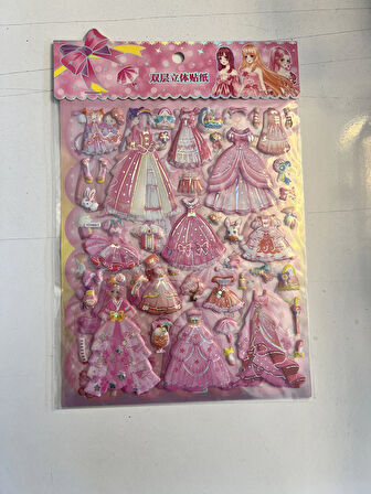 Sticker Prenses Elbise Giydirme Etkinlik Oyunu 2 Kartela Birden Model5