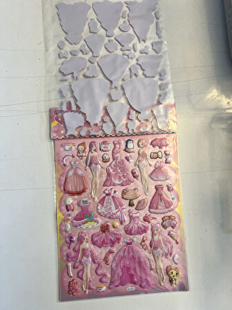 Sticker Prenses Elbise Giydirme Etkinlik Oyunu 2 Kartela Birden Model5