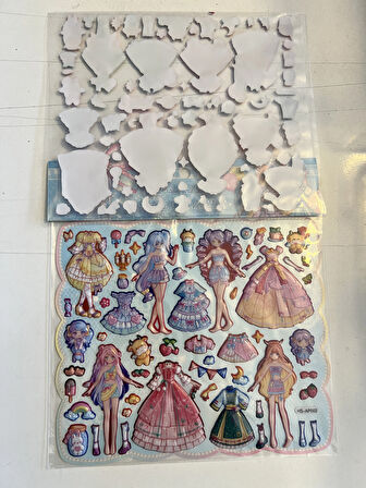 Sticker Prenses Elbise Giydirme Etkinlik Oyunu 2 Kartela Birden Model6