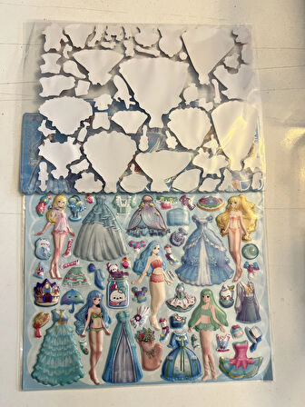 Sticker Prenses Elbise Giydirme Etkinlik Oyunu 2 Kartela Birden Model7