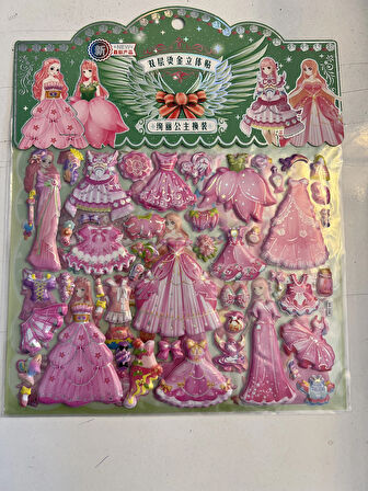 Sticker Prenses Elbise Giydirme Etkinlik Oyunu 2 Kartela Birden Model8