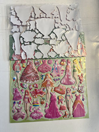 Sticker Prenses Elbise Giydirme Etkinlik Oyunu 2 Kartela Birden Model8