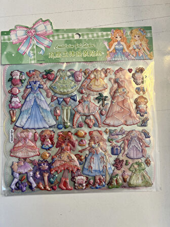 Sticker Prenses Elbise Giydirme Etkinlik Oyunu 2 Kartela Birden Model9
