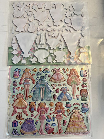 Sticker Prenses Elbise Giydirme Etkinlik Oyunu 2 Kartela Birden Model9