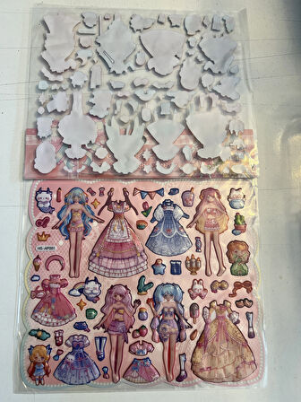 Sticker Prenses Elbise Giydirme Etkinlik Oyunu 2 Kartela Birden Model11