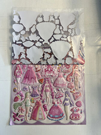 Sticker Prenses Elbise Giydirme Etkinlik Oyunu 2 Kartela Birden Model13