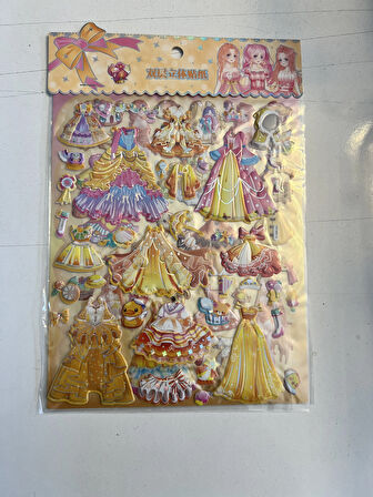 Sticker Prenses Elbise Giydirme Etkinlik Oyunu 2 Kartela Birden Model16