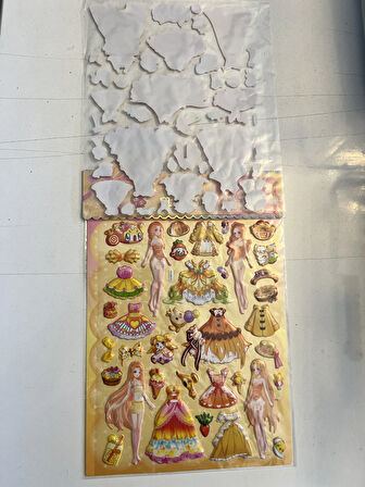 Sticker Prenses Elbise Giydirme Etkinlik Oyunu 2 Kartela Birden Model16