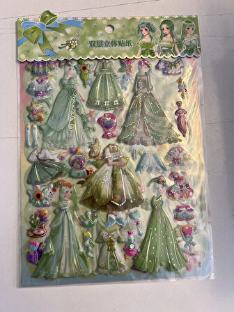 Sticker Prenses Elbise Giydirme Etkinlik Oyunu 2 Kartela Birden Model18