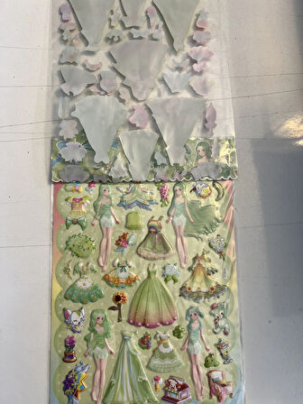 Sticker Prenses Elbise Giydirme Etkinlik Oyunu 2 Kartela Birden Model18