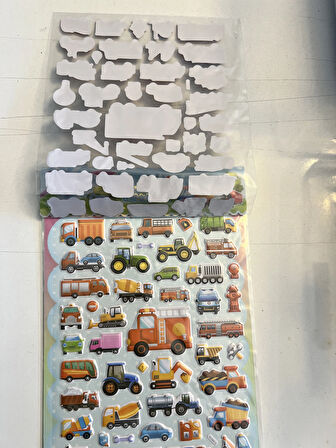 Kabartma Taşıtlar Sticker Etkinlik Oyunu 2 Kartela Birden Model20