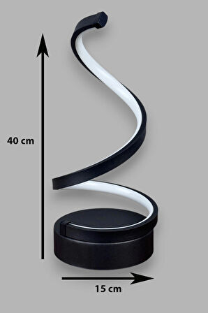 Lara Siyah Renk Gün Işığı Led Işıklı Modern Tasarım Led Masa Lambası - Abajur - Gece Lambası