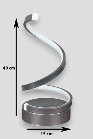 Lara Gri Renk Gün Işığı Led Işıklı Modern Tasarım Led Masa Lambası - Abajur - Gece Lambası