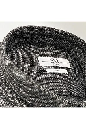 Süvari Svr Retro Zemin Dekor Slim Likra Trend Gömlek