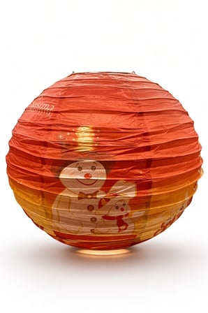 Japon Feneri Çin Feneri Yılbaşı Kırmızı Kardan Adam Temalı Dekoratif Asma Fener 40 cm