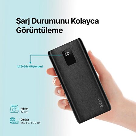 Polham Ttec 22.5W 20000mAh Dahili Kablolu Powerbank, USB A, Type C ve Micro USB Kablolu Ultra Hızlı