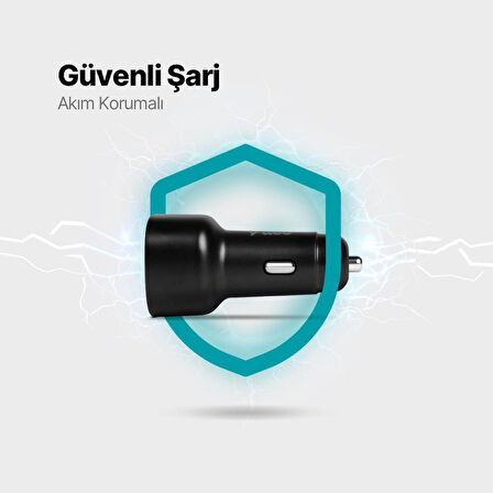 Ttec Süper Hızlı 83W 1xUSB ve 1x PD Type-C Araç Şarj Cihazı, 12/24V Çakmaklık Girişli Akım ve Isı Korumalı