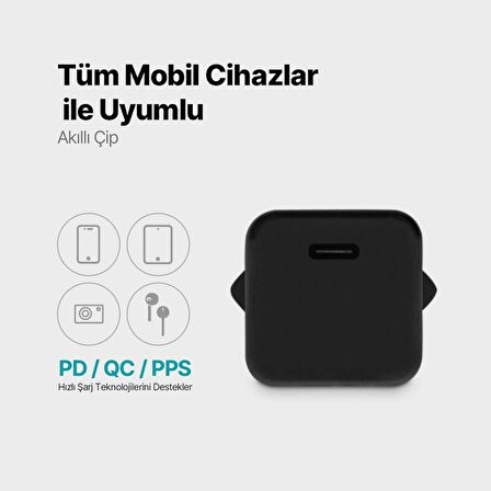 Ttec 20W 1x PD Type C Girişli Süper Hızlı Şarj Aleti, İphone, Samsung, Oppo, Xiaomi Uyumlu Şarj Adaptörü