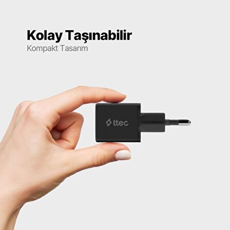 Ttec 20W 1x PD Type C Girişli Süper Hızlı Şarj Aleti, İphone, Samsung, Oppo, Xiaomi Uyumlu Şarj Adaptörü
