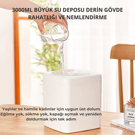 Polham 3 Litre Ultrasonik Hava Nemlendirici, Buhar Makinesi Sprey, Koku Eklenebilir Çift Püskürtmeli Nemlendirici