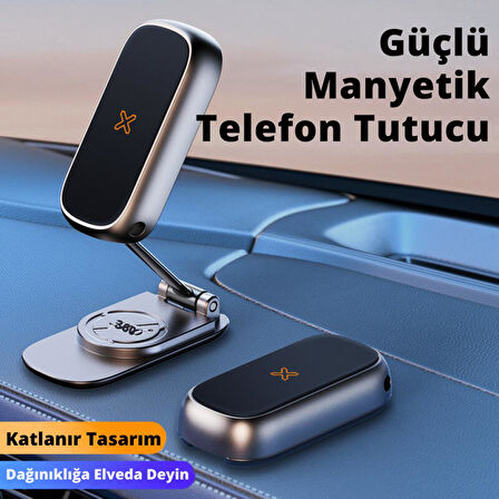 Polham Süper Mıknatıslı Araç İçi Telefon Tutucu, Mutfak Duvarı, Masa Üstü Telefon Tutucu Döner Başlıklı