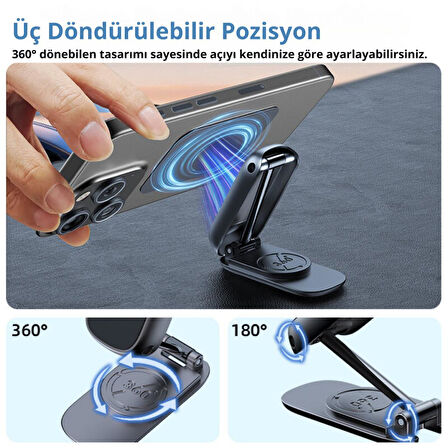 Polham Süper Mıknatıslı Araç İçi Telefon Tutucu, Mutfak Duvarı, Masa Üstü Telefon Tutucu Döner Başlıklı