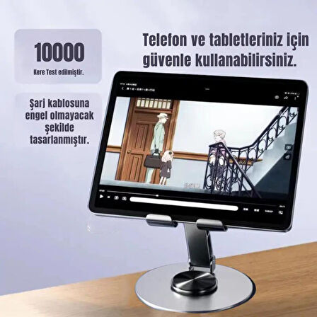 Polham Açı ve Yükseklik Ayarlı Telefon ve Tablet Tutucu Stand, Kaydırmaz Masaüstü Dönebilen Stand