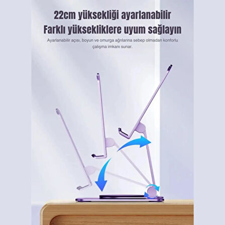 Polham Açı ve Yükseklik Ayarlı Telefon ve Tablet Tutucu Stand, Kaydırmaz Masaüstü Dönebilen Stand