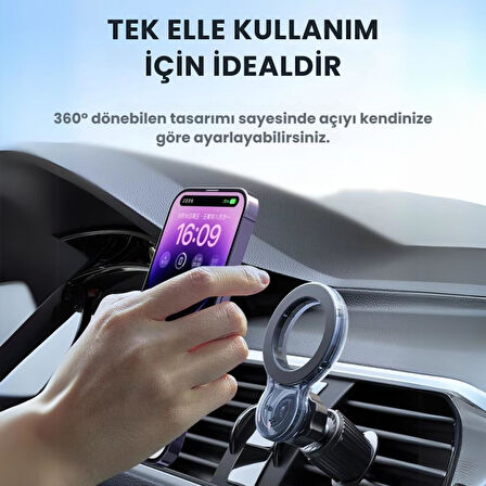 Polham Pro Süper Manyetik Araç İçi Telefon Tutucu, Havalandırma Sıkıştırmalı Stabil Telefon Tutucu