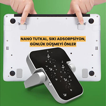 Polham Metal 2 adet 5MM 3M Yapışkanlı Katlanabilir Ultra Mini Laptop Standı,Portatif Taşınabilir