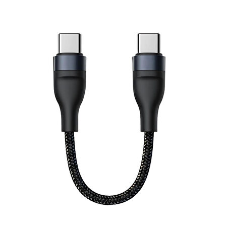 Polham 25CM 60W Süper Hızlı PD Type C to Type C Şarj Kablosu, Kısa Halat Örgülü Kopmaz Kırılmaz Kablo