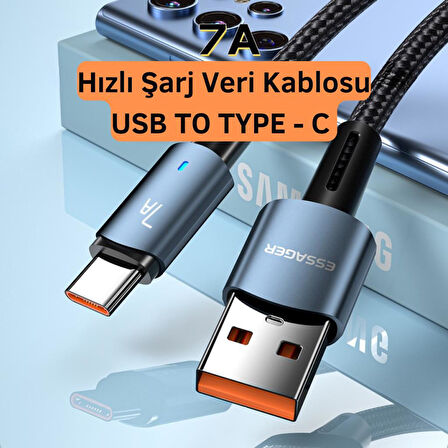 Essager 3 Metre 80W 7A USB to Type-C Süper Hızlı Data Şarj Kablosu, Ultra Dayanıklı Şarj ve Data Kablosu