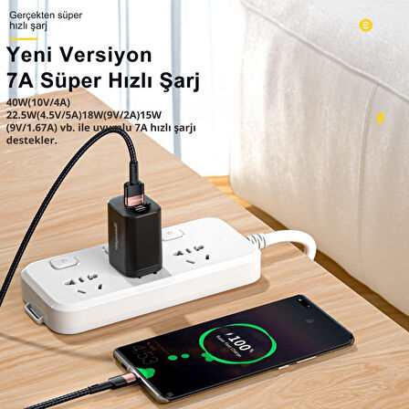 Essager 3 Metre 7A 66W USB to Type-C Süper Hızlı Şarj ve Data  Kablosu,Süper Dayanıklı Akım ve Isı Korumalı