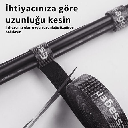 Essager 5 Metre Cırt Cırt Bantlı Kablo Sarıcı Düzenleyici Organizatör, Kesilebilir Kablo Düzenleyici
