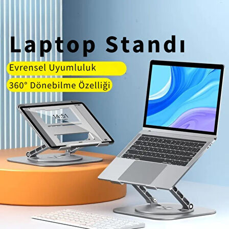 Polham 360 Derece Dönebilen Yükseklik, Açı Ayarlı Notebook, Tablet Standı, Kaydırmaz, Katlanabilir Stand