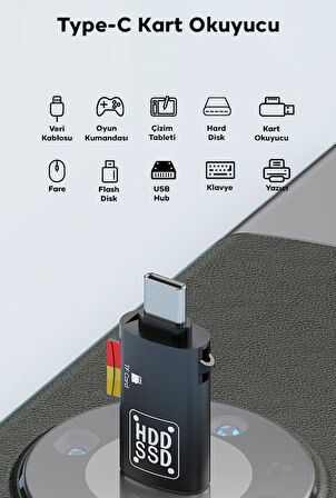 Polham 2in1 Type C To TF Kart ve USB Çevirici OTG Adaptör, Şarj ve Data Aktarım OTG Çeviricisi, Yüksek Hızlı