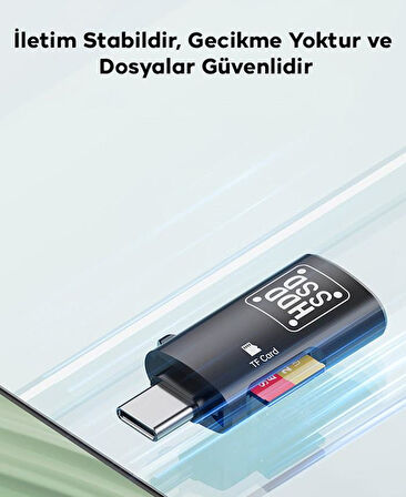 Polham 2in1 Type C To TF Kart ve USB Çevirici OTG Adaptör, Şarj ve Data Aktarım OTG Çeviricisi, Yüksek Hızlı